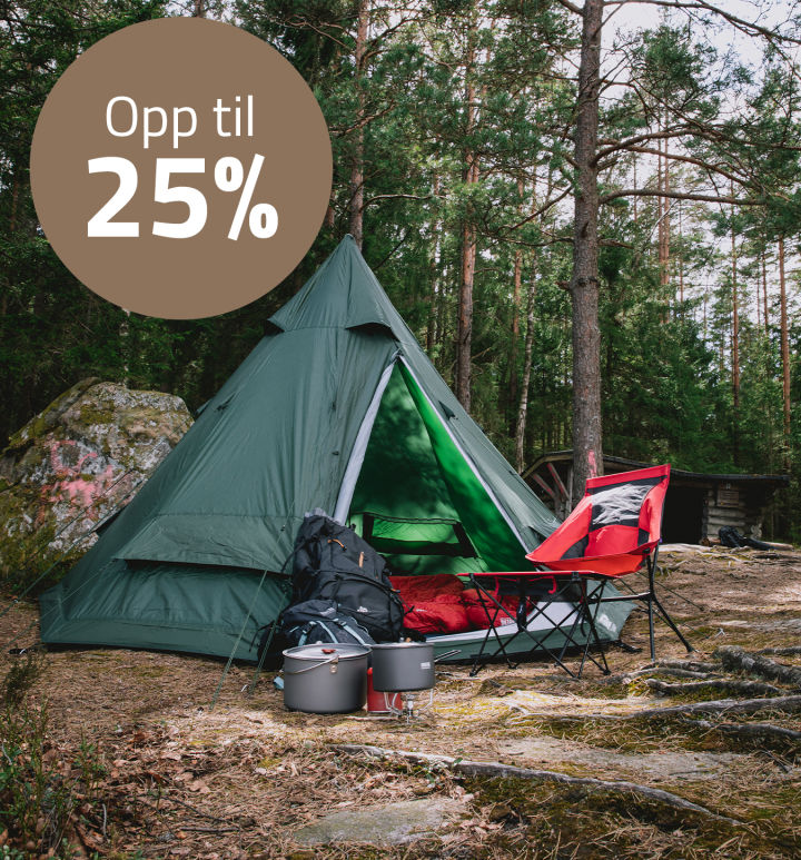 Finn alt til familiens campingeventyr – opptil 25% rabatt